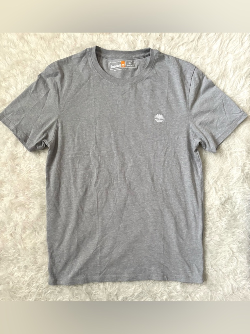 Timberland Men’s Casual Grey Short Sleeve Crew Tee with White Logo